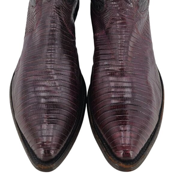 Mens 12D Burgundy Vintage Exotic Lizard Justin Cowboy Boots Lizard Western CBC - Picture 2 of 15